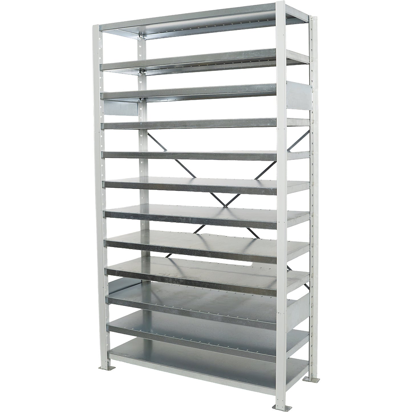 Boltless shelving unit for shelf bins, HxW 1790 x 1000 mm, basic shelf unit, depth 500 mm, without bins.