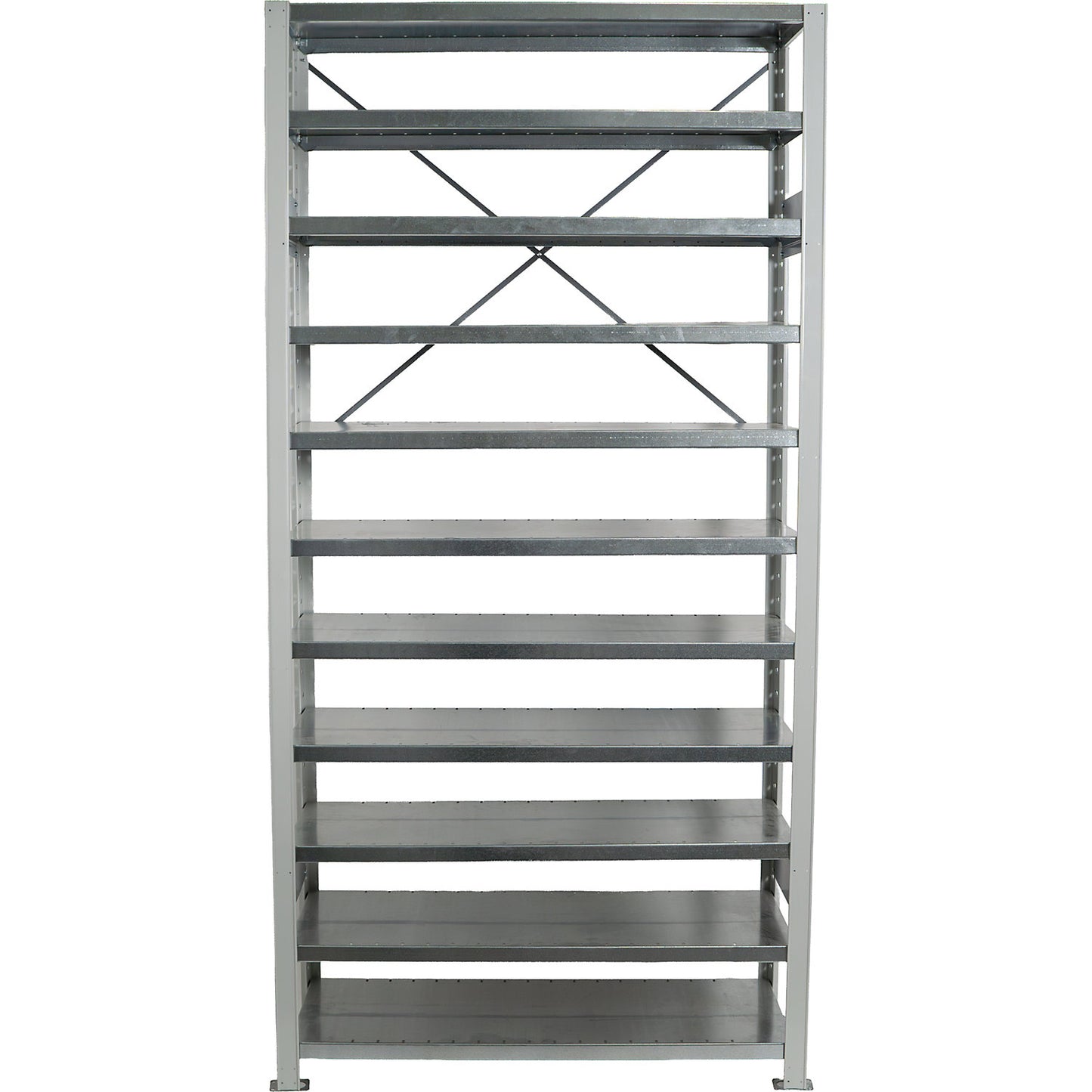 Boltless shelving unit for shelf bins, HxW 2100 x 1000 mm, basic shelf unit, depth 400 mm, without boxes, 11 shelves.