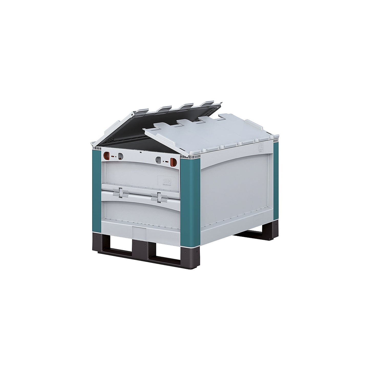 SL heavy duty container, with access flap at the front and lid, LxWxH 800 x 600 x 741 mm.