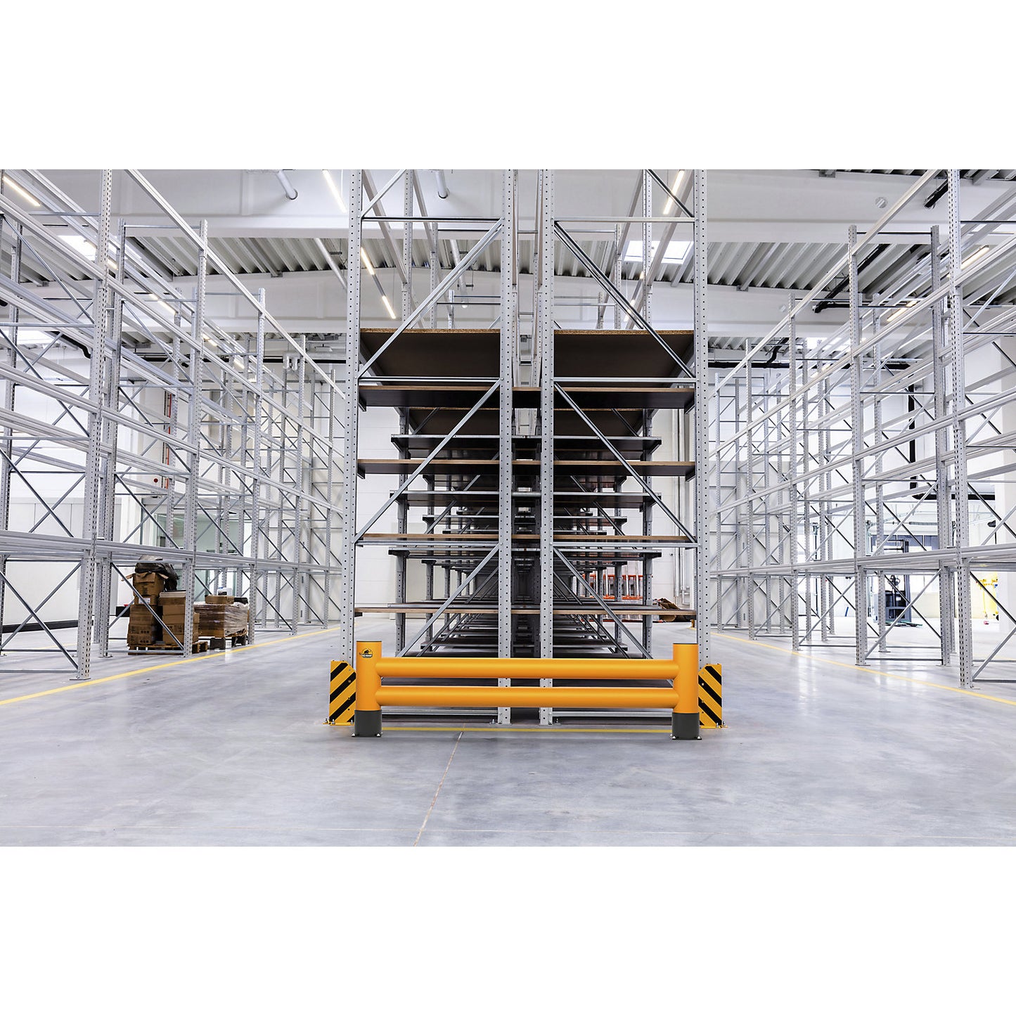 Shelf unit end protection, double plank, H 600 mm, L 1200 mm.