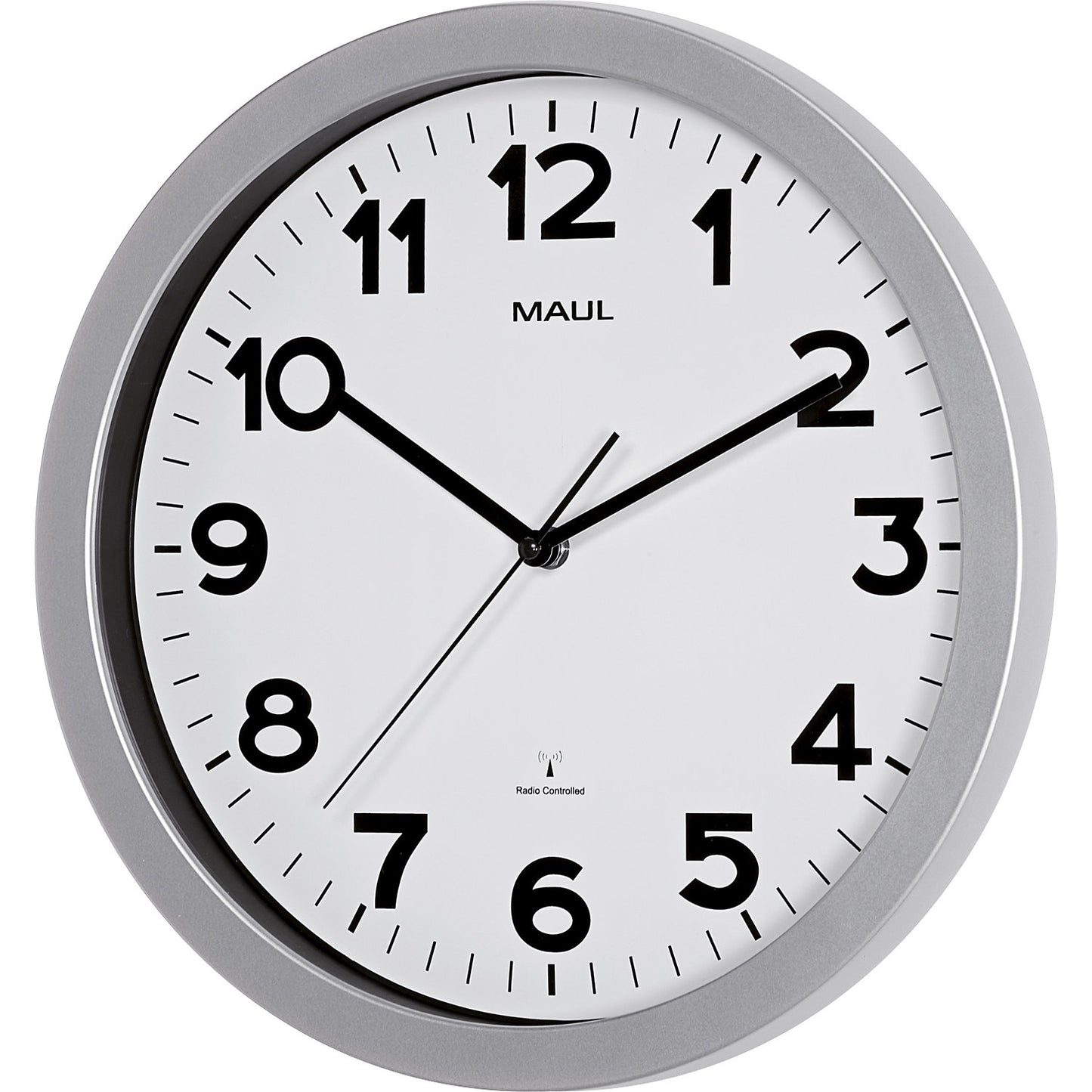 MAULstep wall clock, plastic, radio synchronised time keeping mechanism, Ø 350 mm.