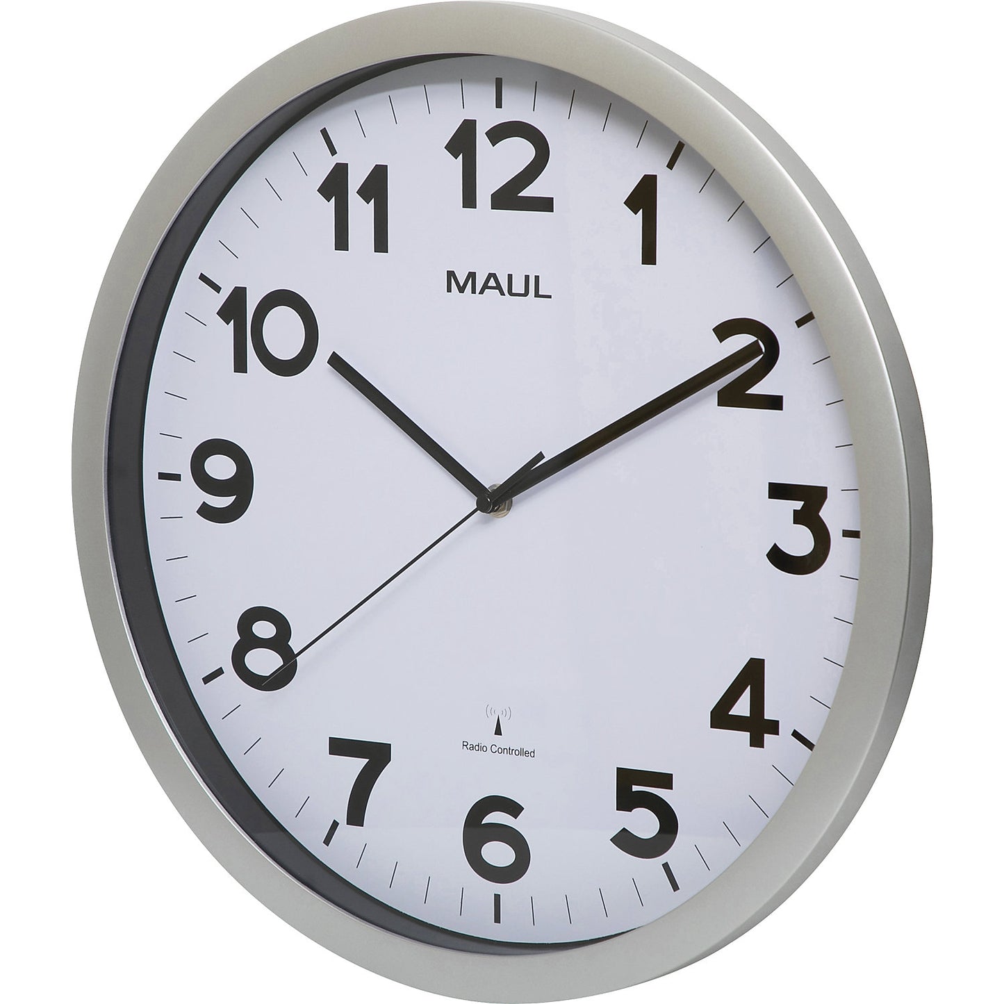 MAULstep wall clock, plastic, radio synchronised time keeping mechanism, Ø 400 mm.