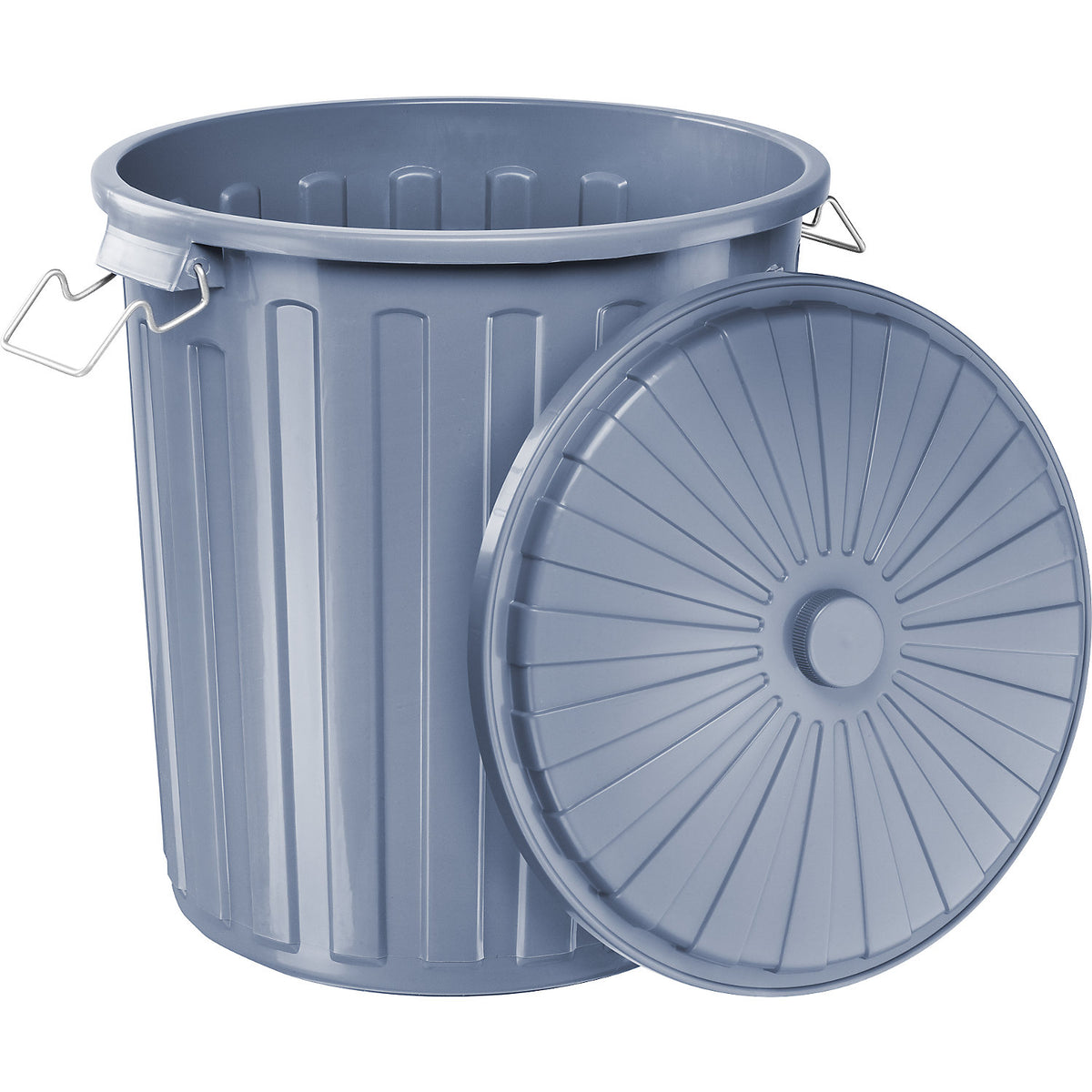Waste bin with lid, polypropylene, grey, capacity 55 l.