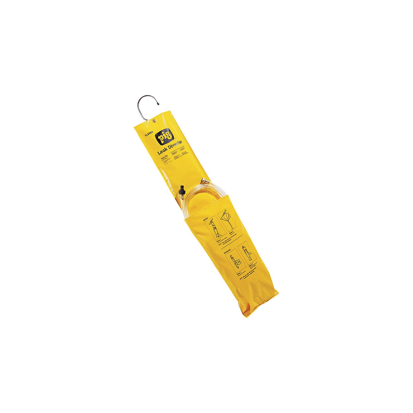 Folding umbrella-style leak diverter kit, WxH 1230 x 1230 mm, yellow.