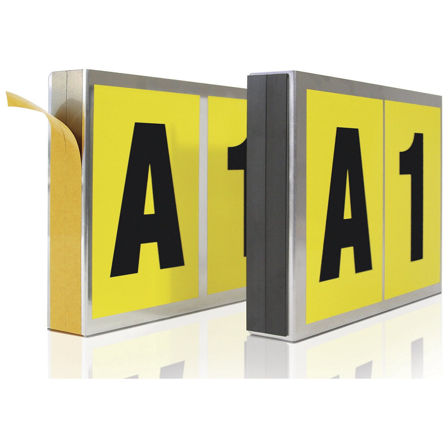 Aluminium sign, H 260 mm, W 167 mm, single, for 1 character.