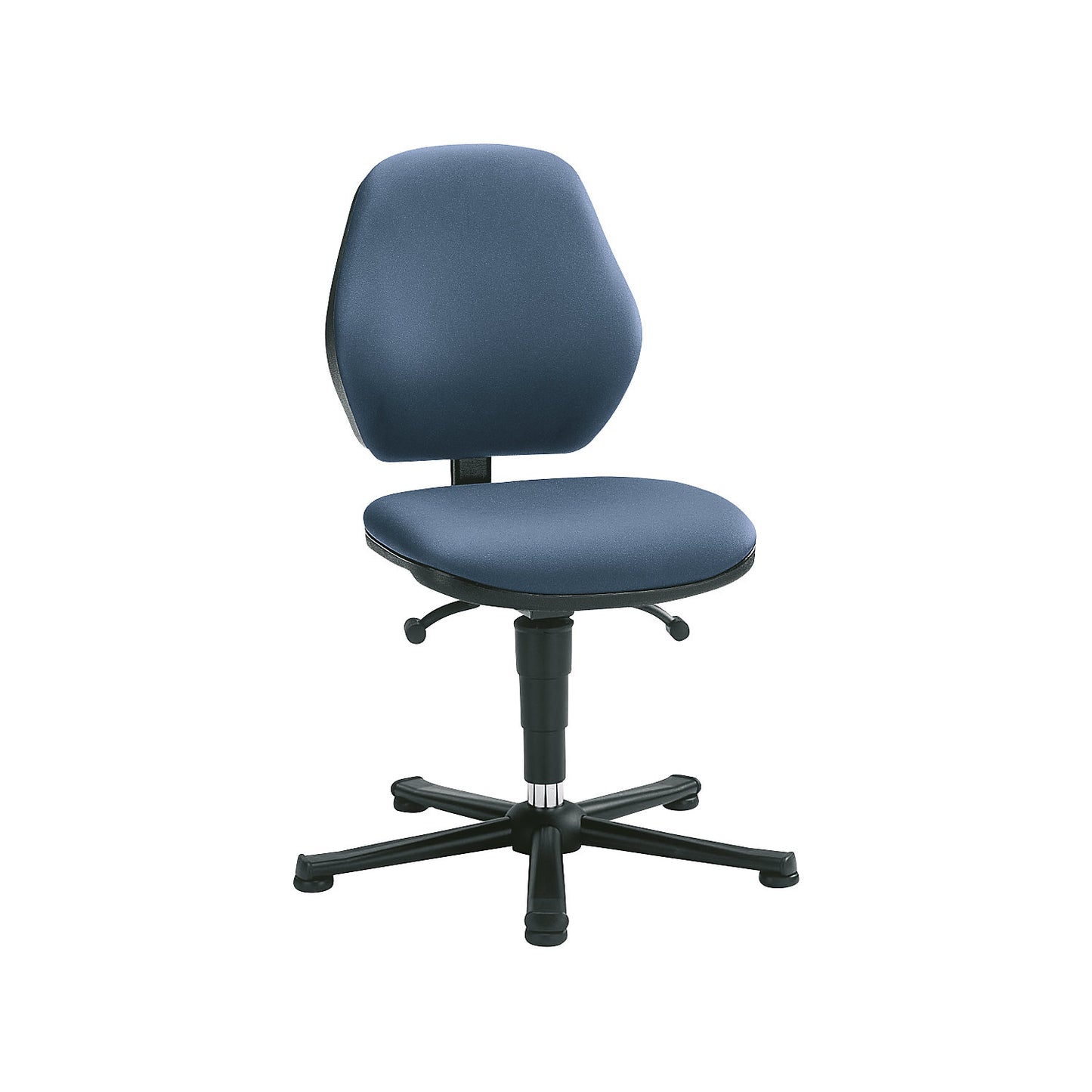 Industrial chair, permanent contact, with floor glides, vinyl covering.