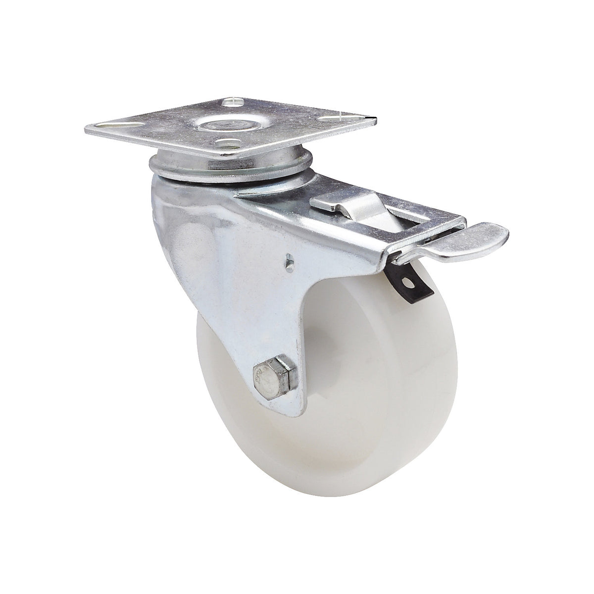 Light duty swivel castors, plastic, wheel Ø 75 mm, pack of 4, swivel castor with wheel stop.