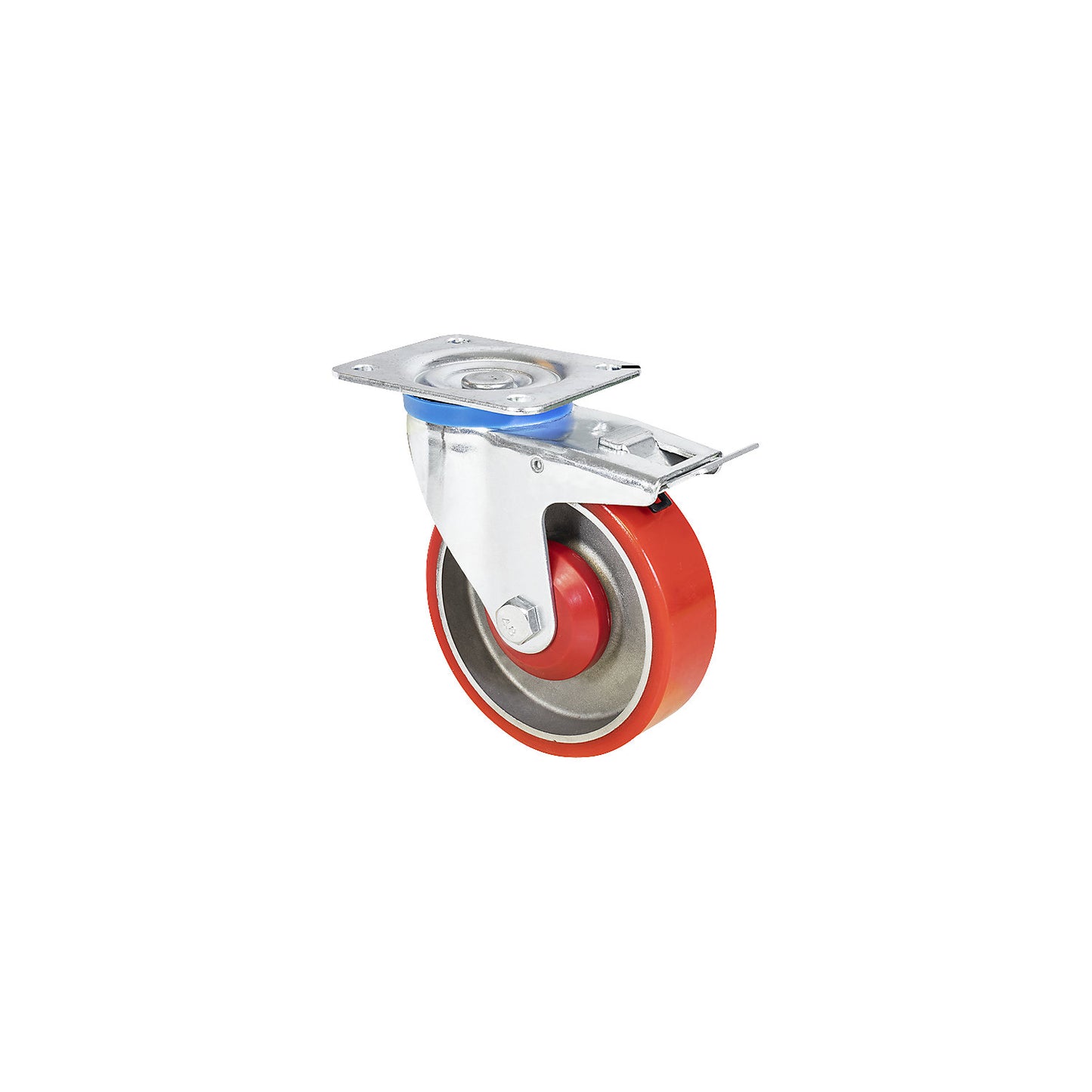 Heavy duty swivel castors for transport equipment, wheel Ø 125 mm, pack of 2, swivel castor with wheel stop.