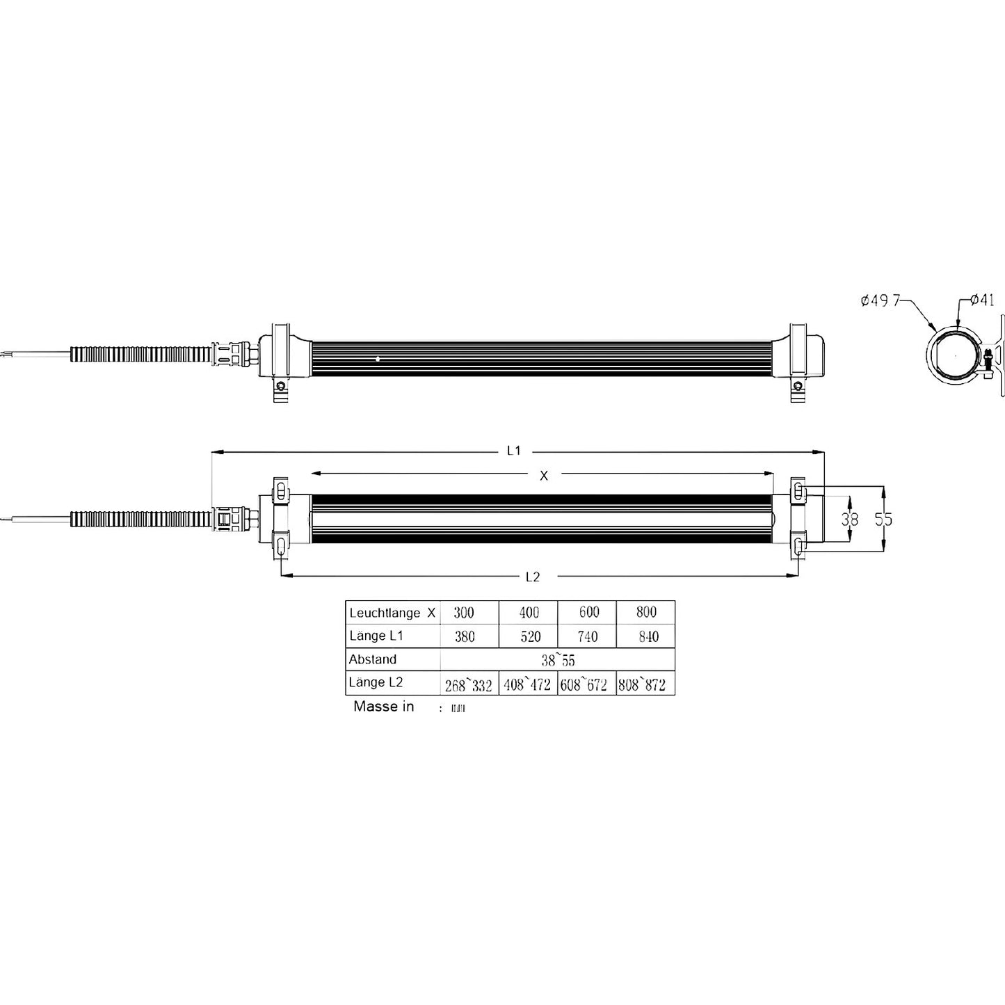 Workis 6.1 LED workstation/machine lamp, 24 V, 6000 K, IP67, 20 W.