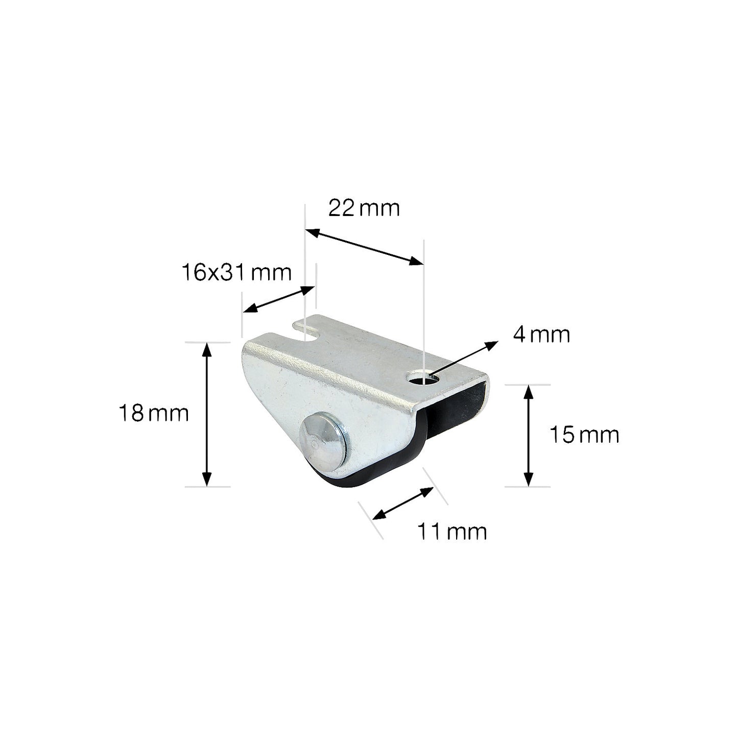 Fixed furniture castor, wheel width 11 mm, pack of 20, Ø 15 mm, max. load 20 kg.