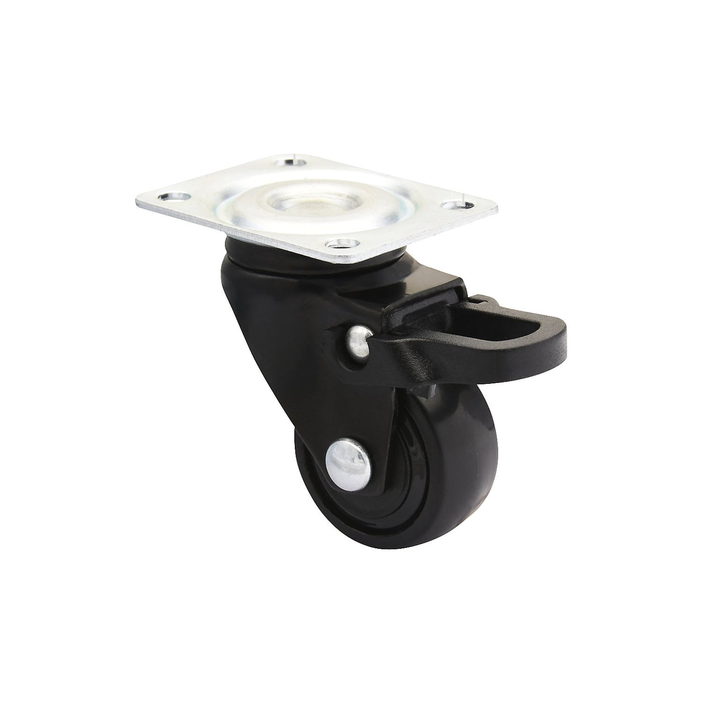 3C series furniture castor, wheel width 12 mm, black, pack of 10, Ø 25 mm, swivel castor with wheel stop.