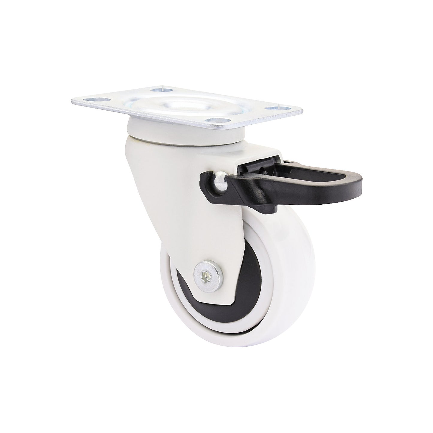3C series swivel castor for furniture, wheel width 20 mm, pack of 4, Ø 50 mm, swivel castor with total wheel stop.