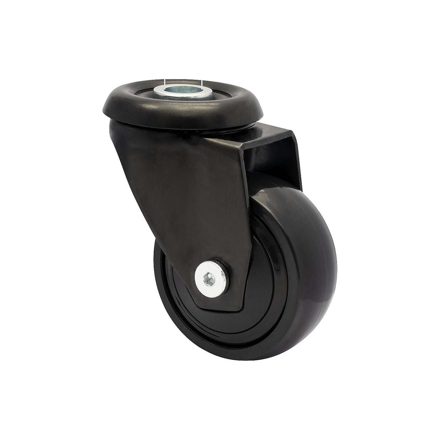 3C series swivel castor with back hole for furniture, wheel width 20 mm, pack of 4, Ø 50 mm, TPR.