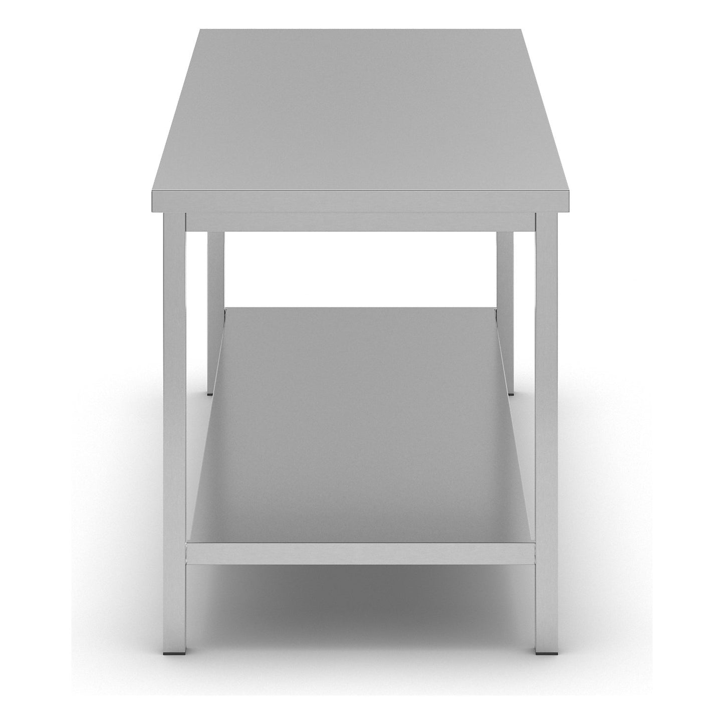 Stainless steel work table, 1 full length shelf, width 1800 mm.