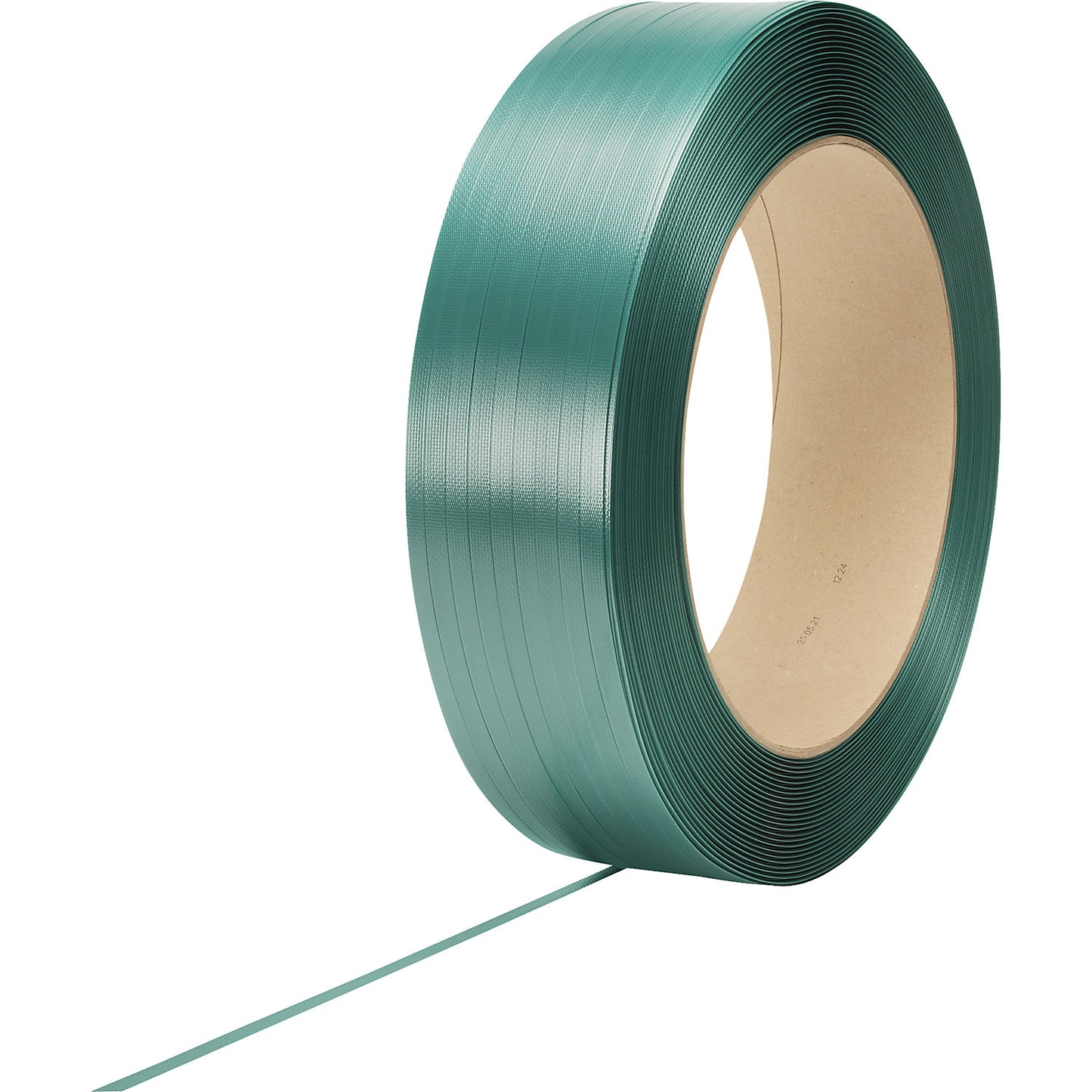 PET light strapping, for strap dispensers, core Ø 407 mm, strap LxW 2100 m x 15.5 mm, 0.6 mm thick.