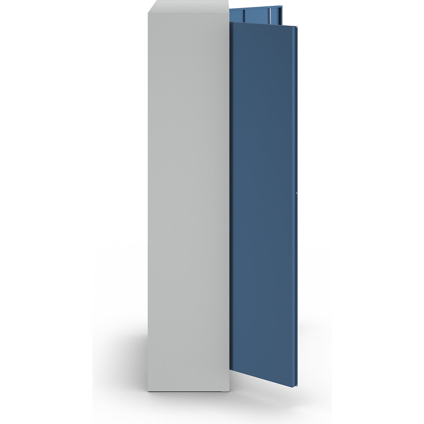 Storage cupboard, HxW 1950 x 950 mm, depth 420 mm, housing light grey, doors brilliant blue.