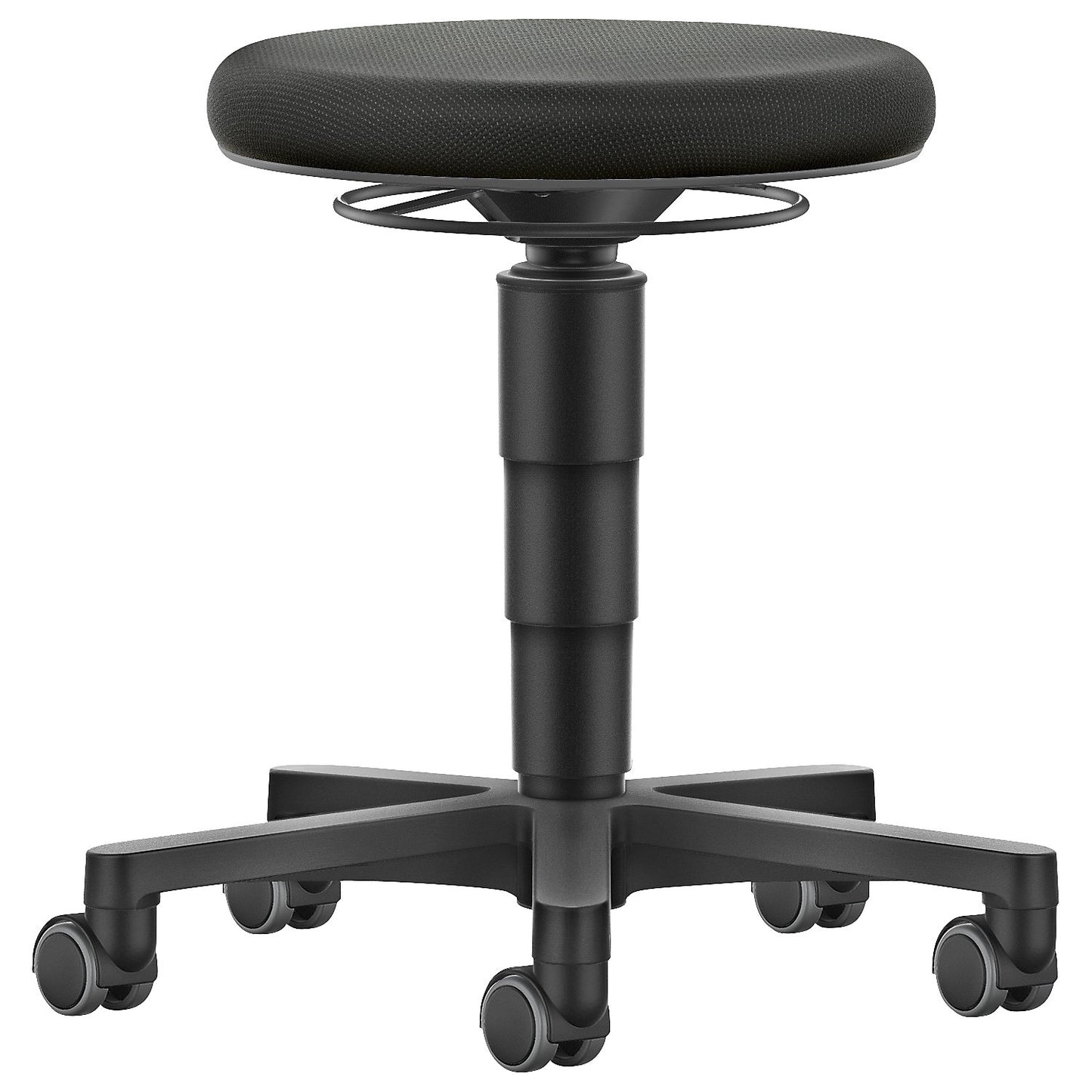 Allround stool, with castors, fabric, colour ring in grey.