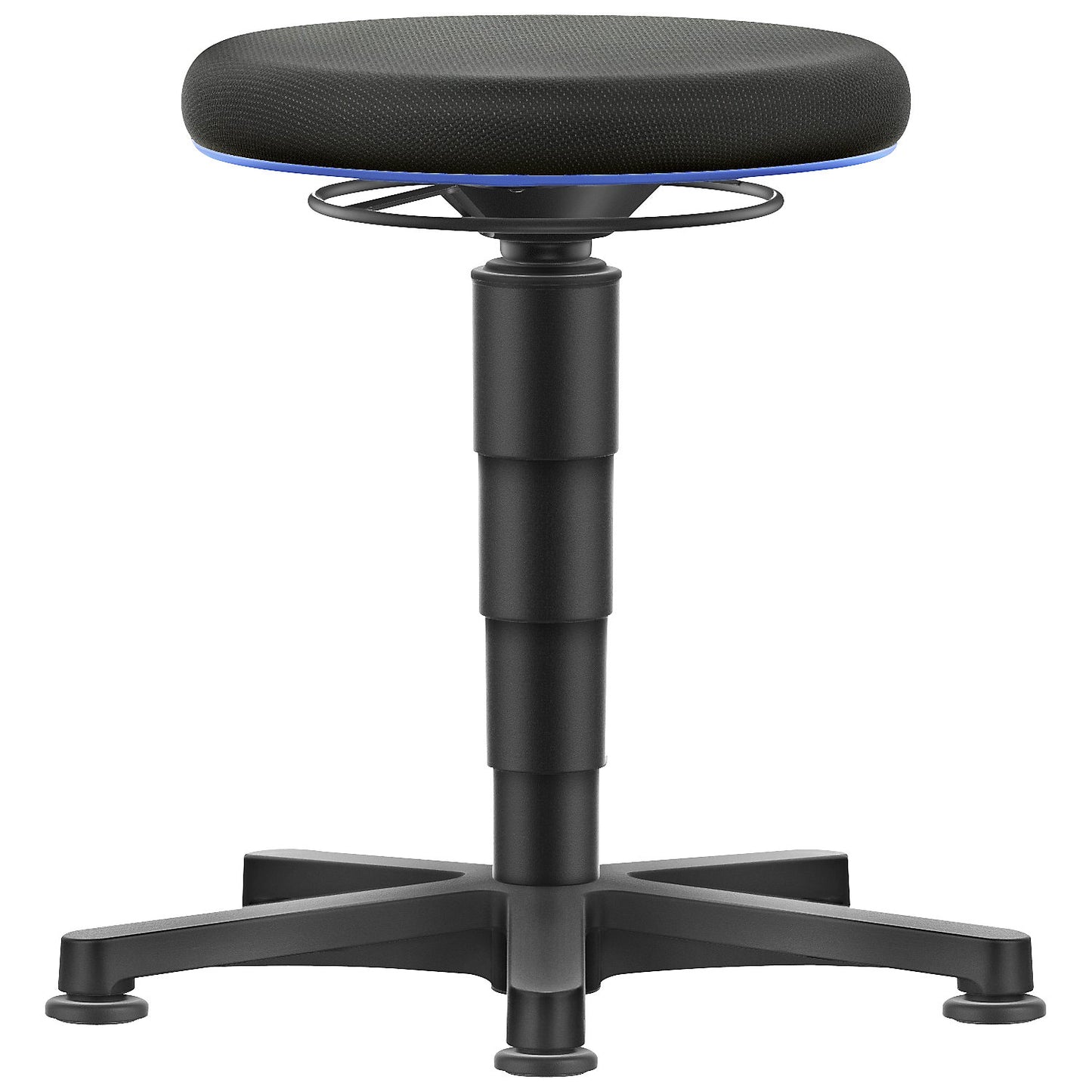 Allround stool, with floor glides, fabric, colour ring in blue.