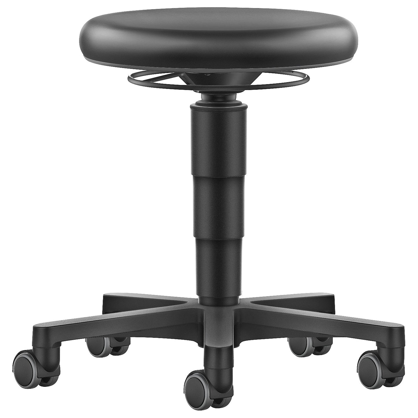Allround stool, with castors, vinyl, colour ring in grey.
