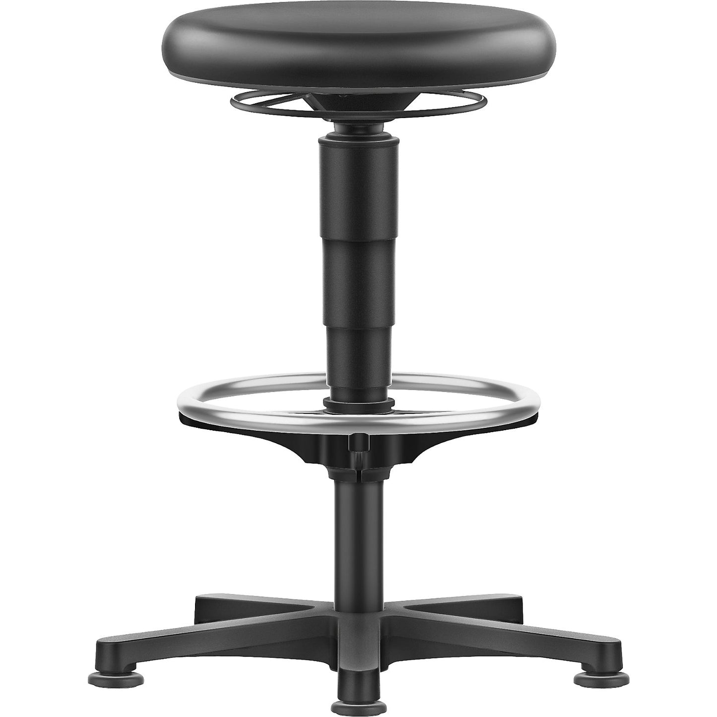Allround stool, with glides, foot ring, vinyl, colour ring in grey.