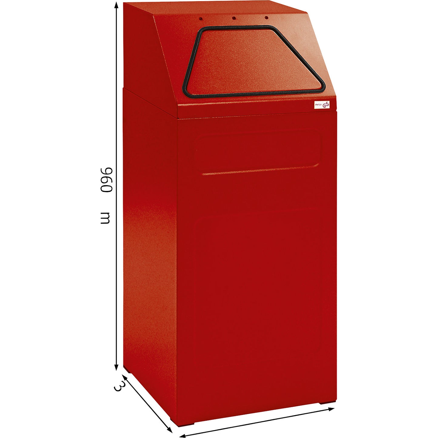 Recycling bin, fire-retardant, capacity 65 l, WxHxD 400 x 960 x 380 mm, red RAL 3000.