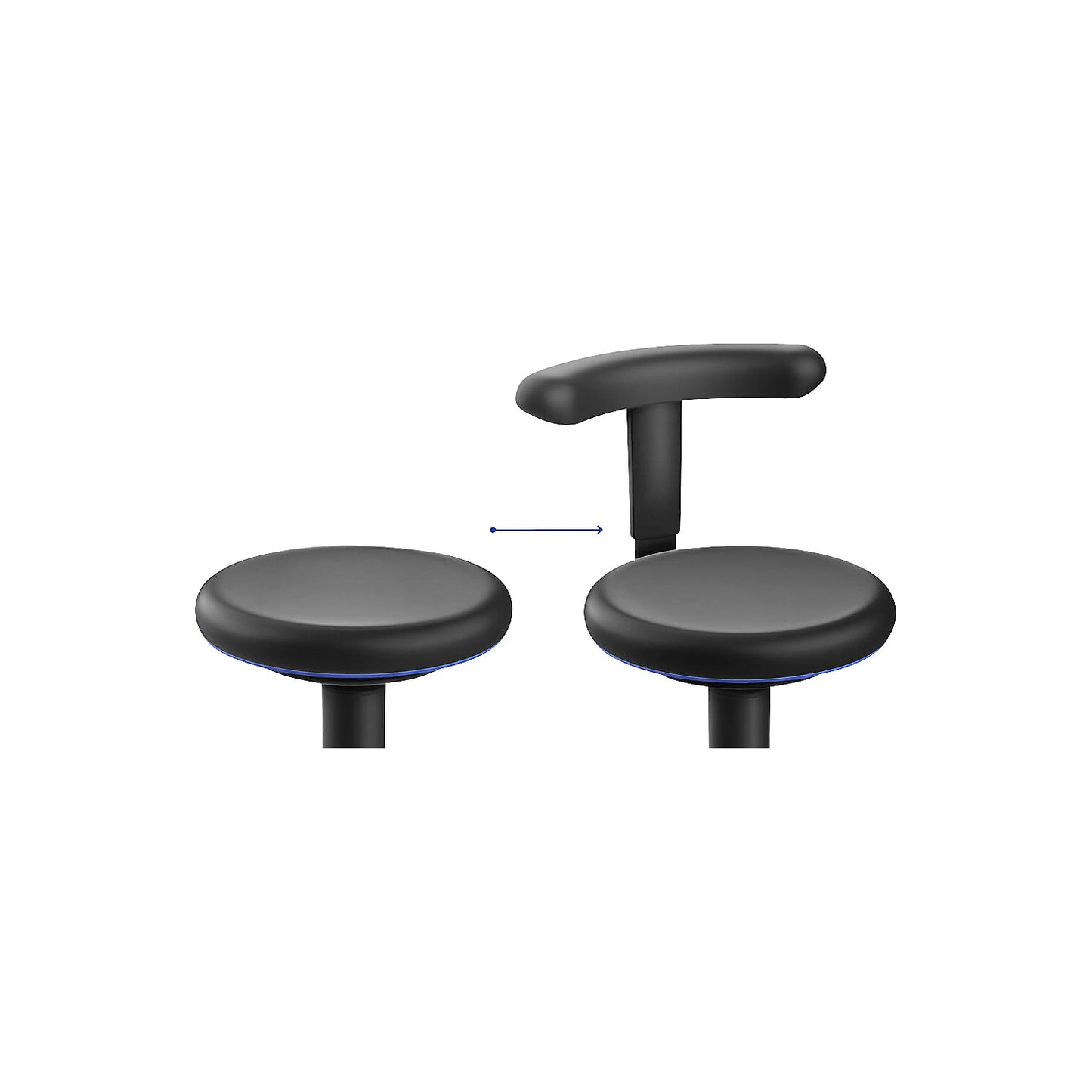 Flexible support for stool, PU foam, black, height adjustable.