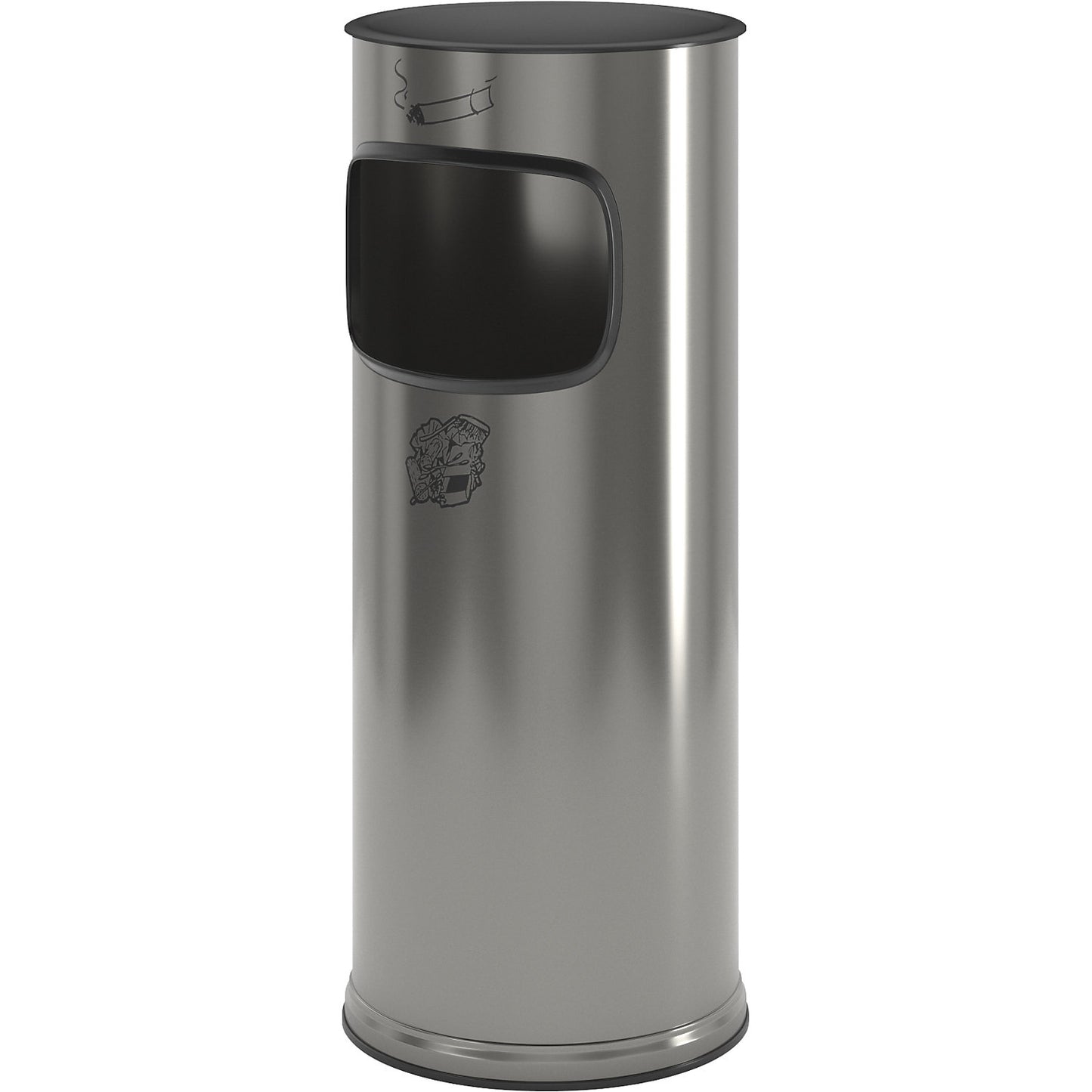 Safety combination ashtray, stainless steel, capacity 17 l, HxØ 610 x 250 mm, stainless steel.