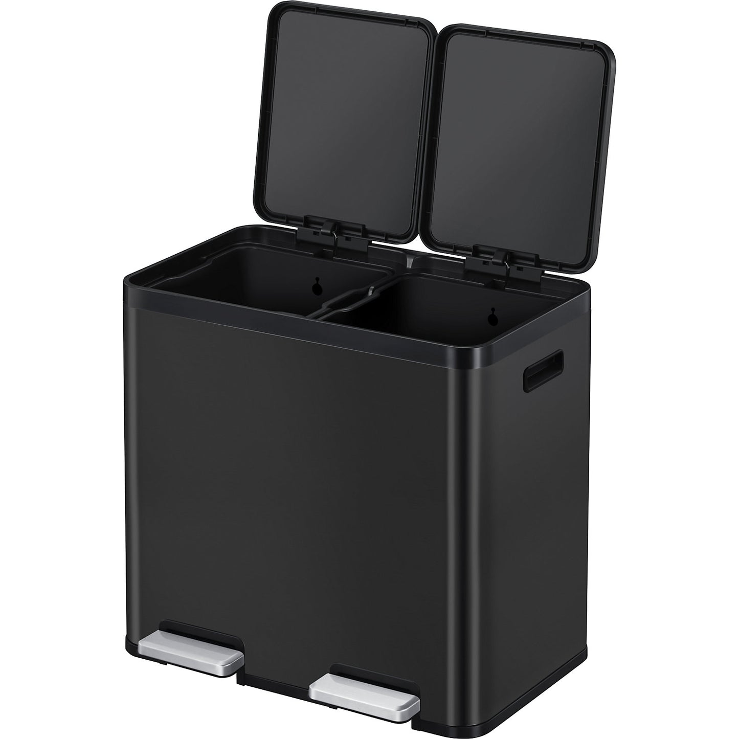 Recycler pedal bin, steel, 44 l, 2-fold collector, black.