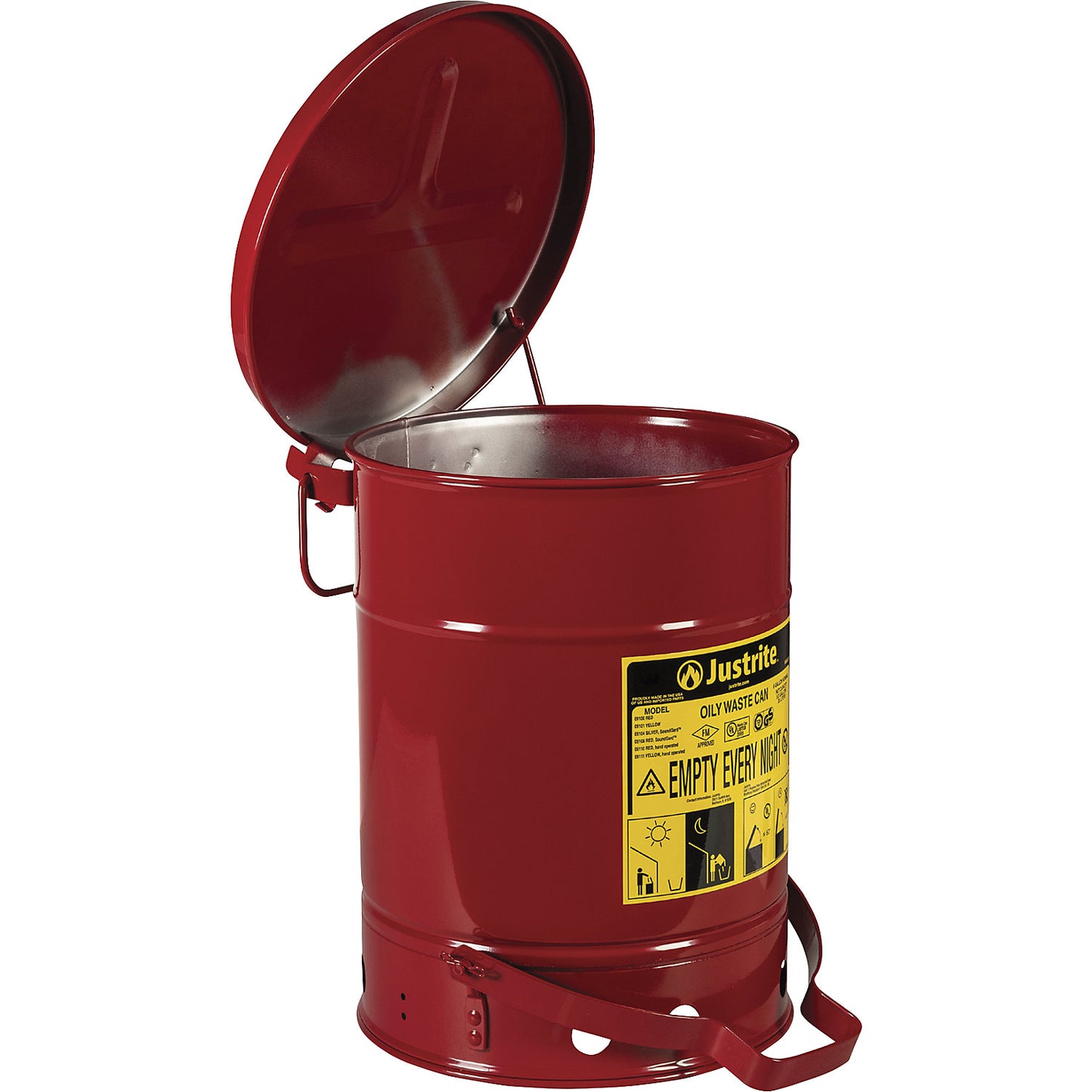 Fire protection container, sheet steel, round, with foot pedal, capacity 20 l.