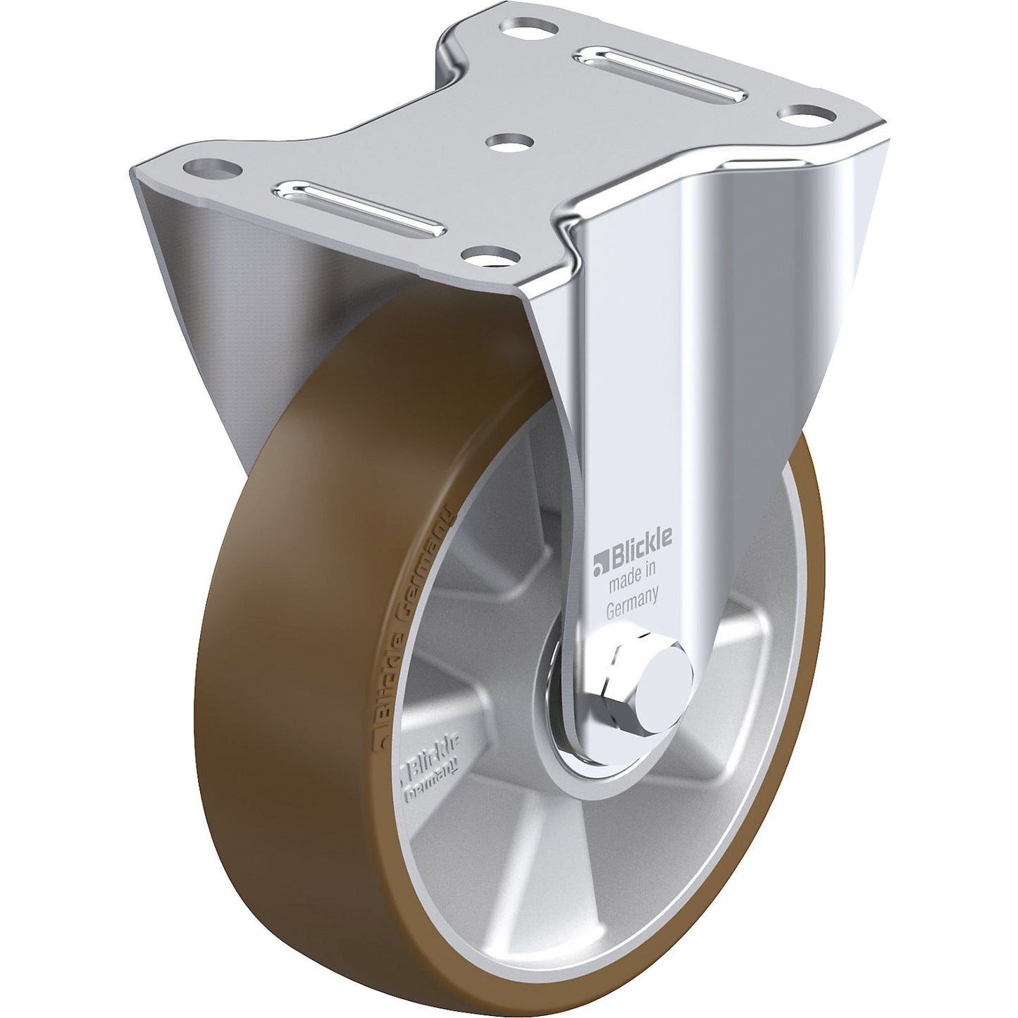 B-ALB fixed sheet steel castor, wheel Ø x width 160 x 50 mm, max. load 400 kg.