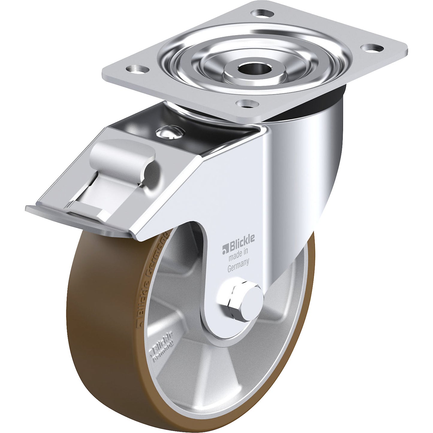 L-ALB-FI sheet steel swivel castor, wheel Ø x width 160 x 50 mm, max. load 400 kg.