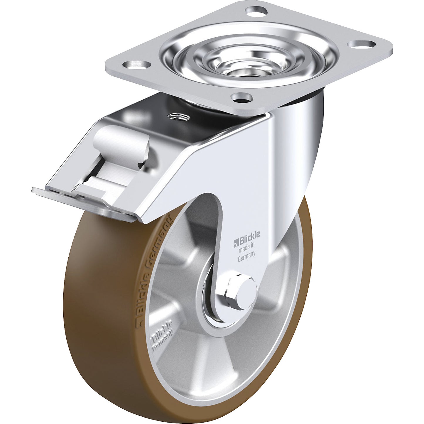 L-ALB-FI sheet steel swivel castor, wheel Ø x width 125 x 40 mm, max. load 250 kg.