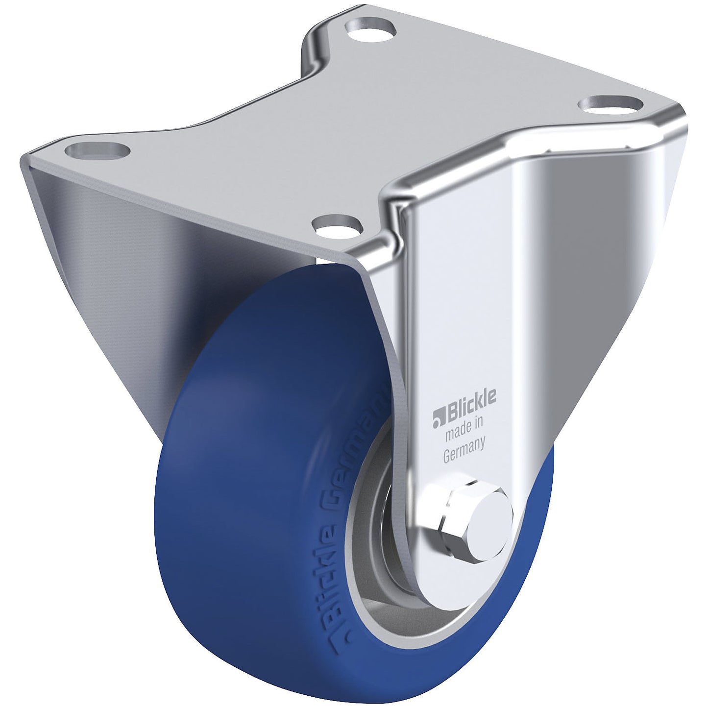 BK-ALBS fixed sheet steel castor, wheel Ø 80 mm, max. load 230 kg, plate dimensions 100 x 85 mm.