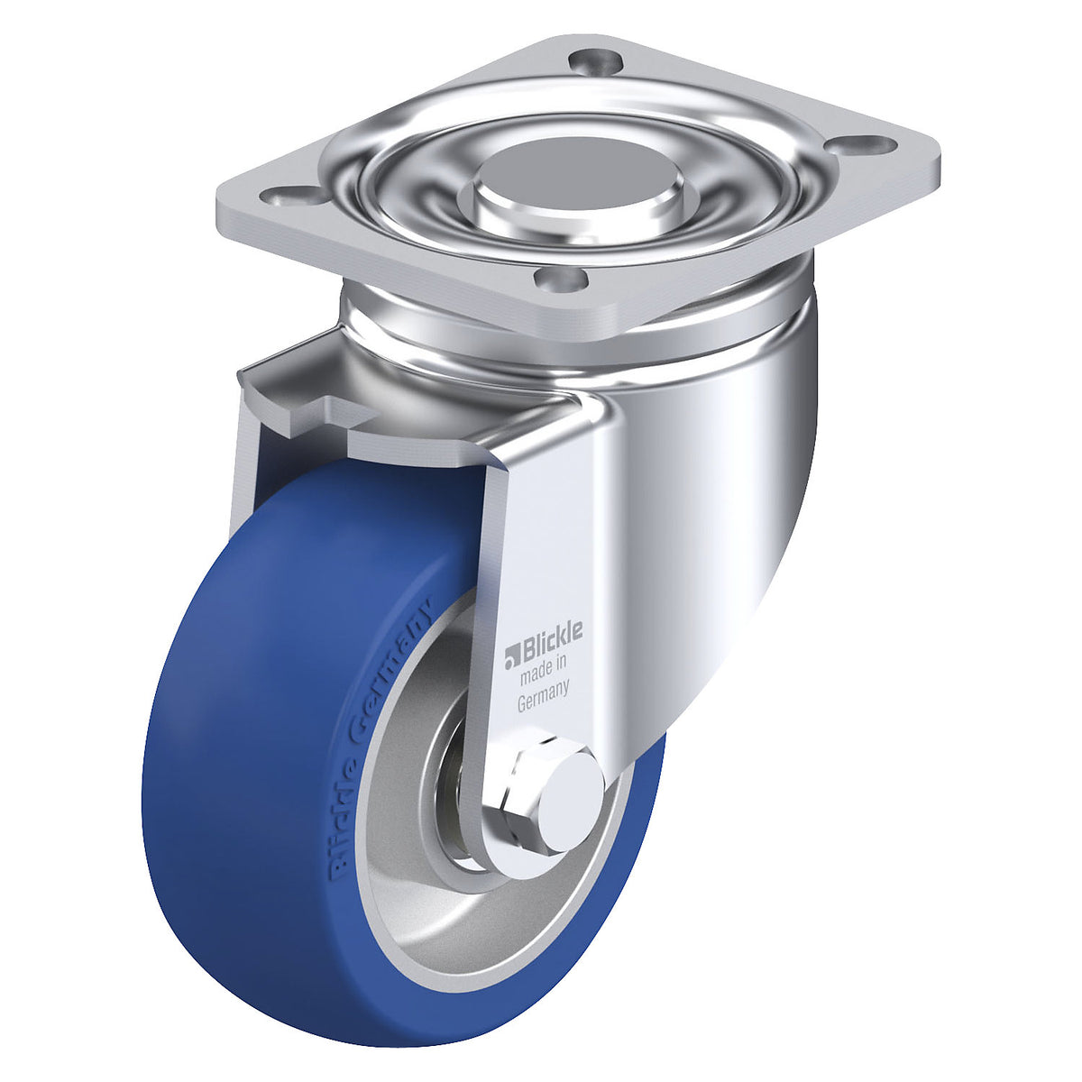 LH-ALBS sheet steel swivel castor, wheel Ø 100 mm, max. load 320 kg, plate dimensions 100 x 85 mm.