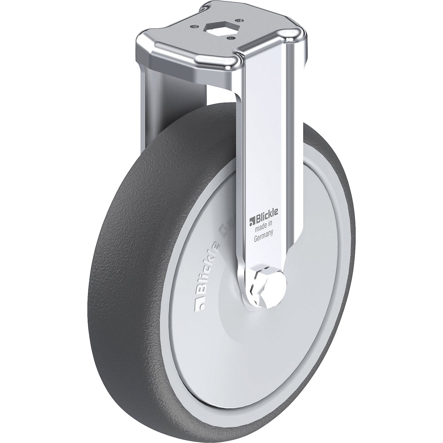 BKRA-PATH light duty fixed castor, wheel Ø x width 125 x 32 mm, max. load 120 kg.