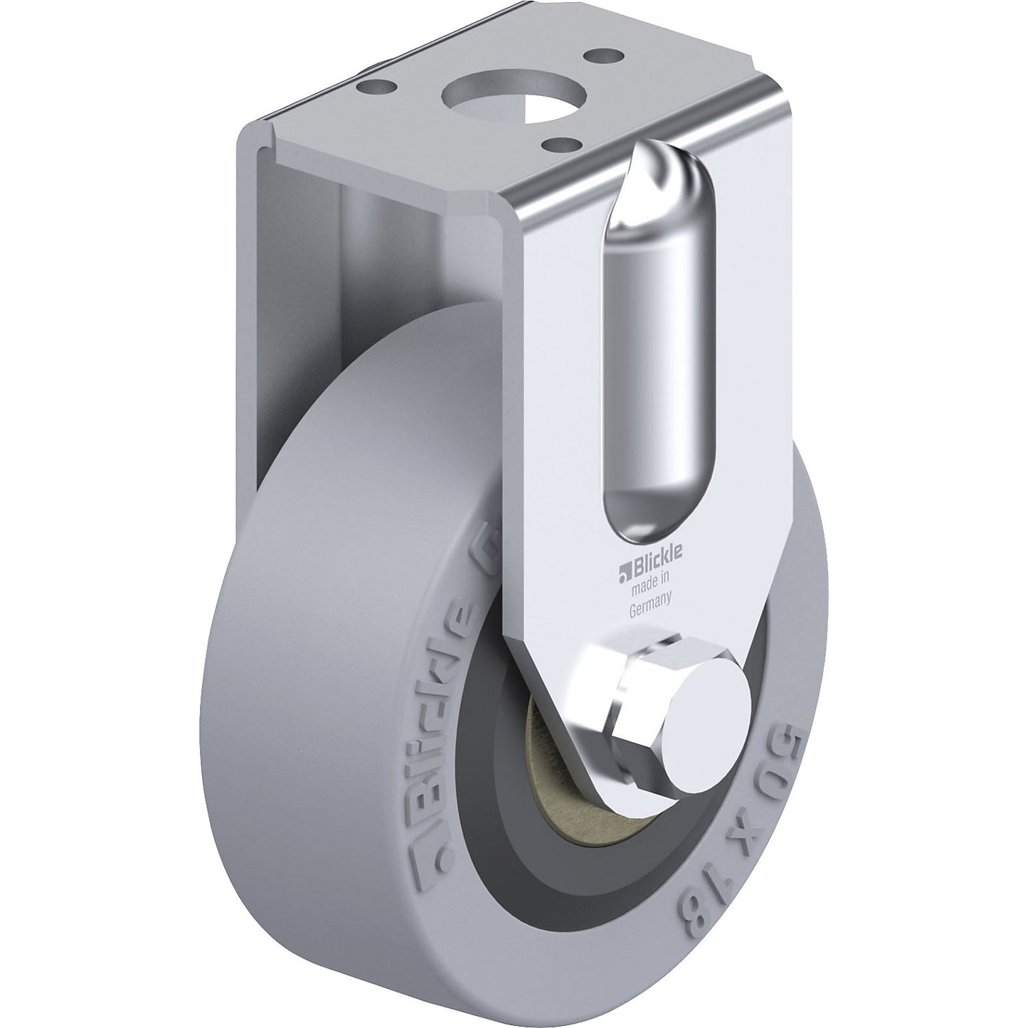 BRA-VPA 50K light duty fixed castor, wheel Ø x width 50 x 18 mm, max. load 40 kg.