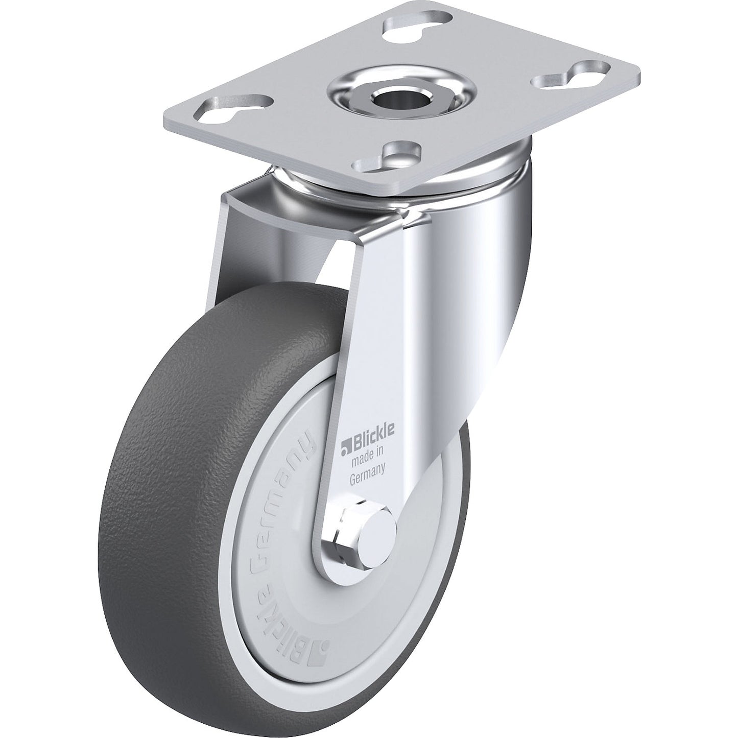 LKPA-PATH light duty swivel castor, max. load 120 kg, wheel Ø 100 mm, overall height 136 mm.