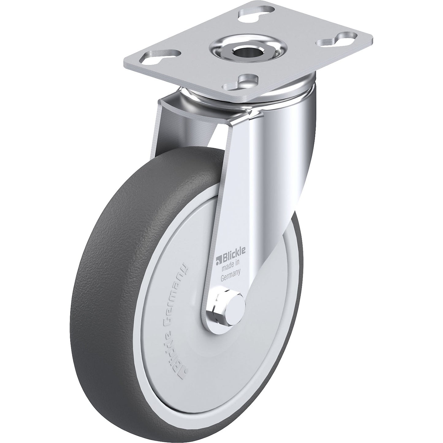 LKPA-PATH light duty swivel castor, max. load 120 kg, wheel Ø 125 mm, overall height 161 mm.