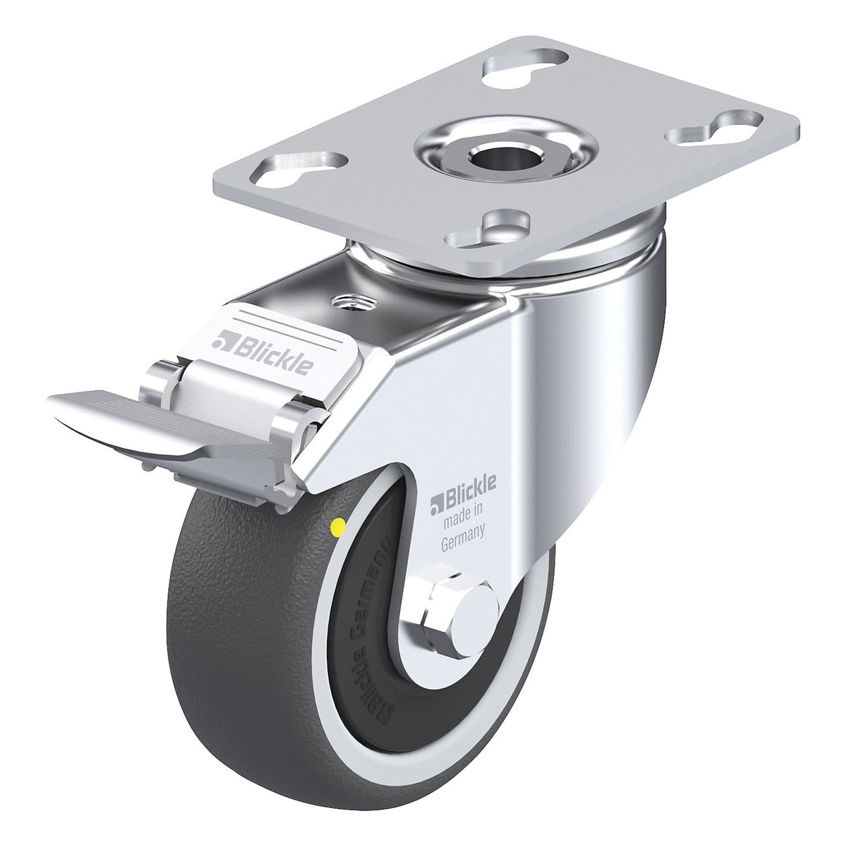 LKPA-PATH-FI-ELS light duty swivel castor, max. load 100 kg, wheel Ø 80 mm, overall height 111 mm.