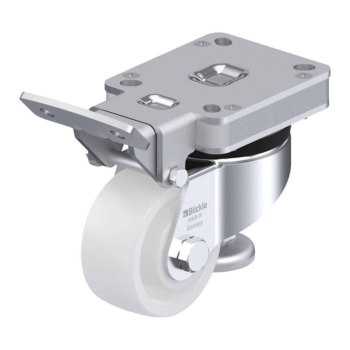 HRLK-SPO levelling castor, plate dimensions 100 x 85 mm, ball bearing, wheel Ø 80 mm.