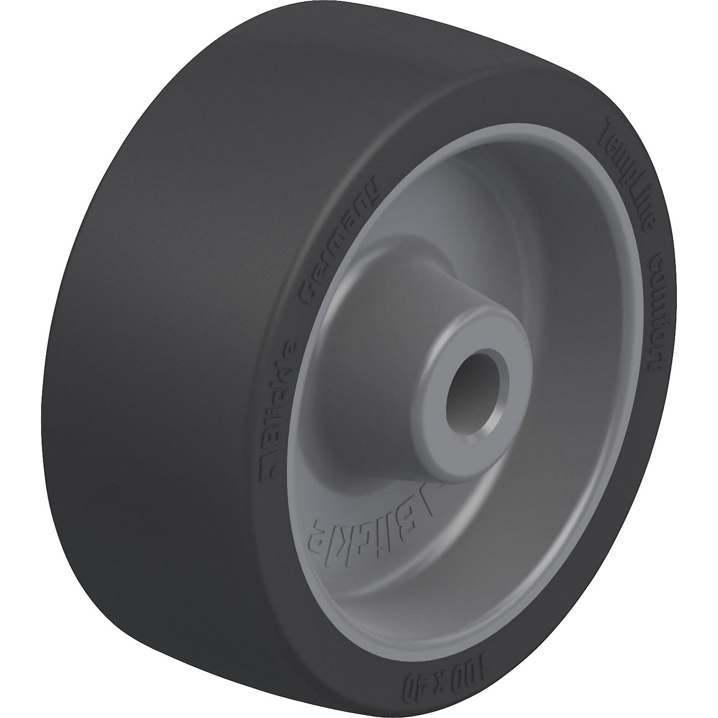 POSI wheel with silicone rubber tread, plain bearings, wheel Ø x width 100 x 35 mm.