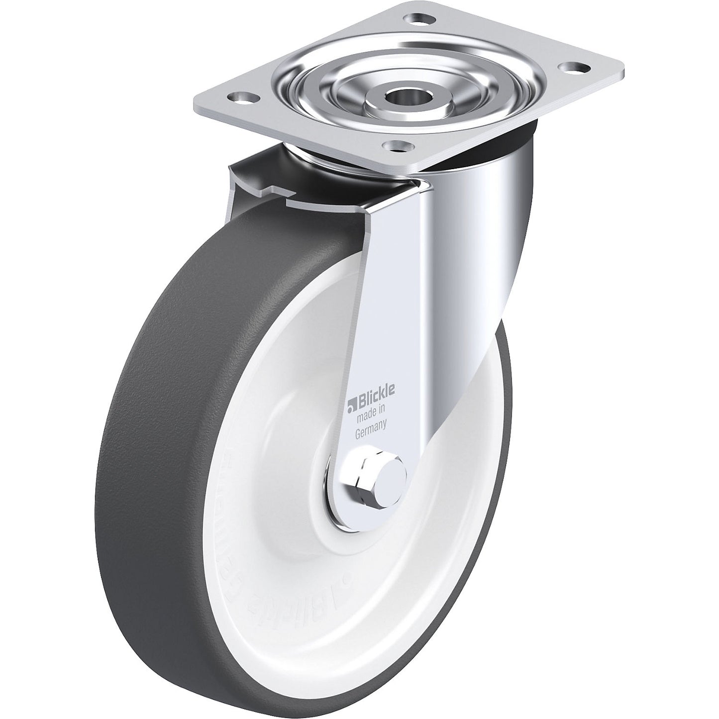 L-POTH sheet steel swivel castor, wheel Ø 200 mm, max. load 400 kg, swivel castor.