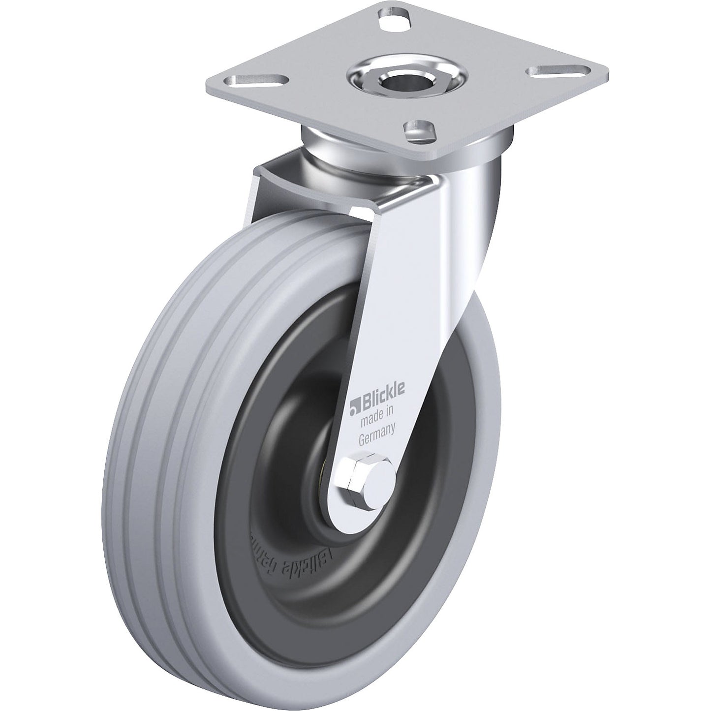 LPA-VPA light duty swivel castor, plate dimensions 60 x 60 mm, wheel Ø 100 mm, max. load 70 kg.