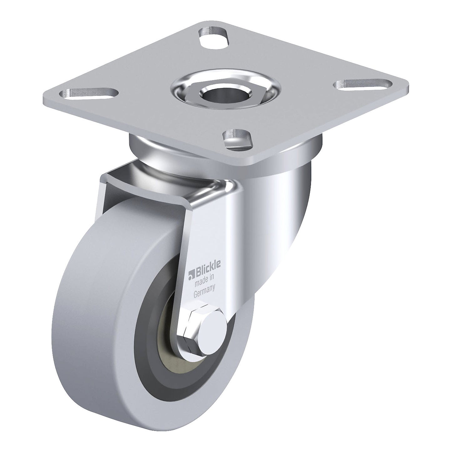 LPA-VPA light duty swivel castor, plate dimensions 60 x 60 mm, wheel Ø 50 mm, max. load 40 kg.
