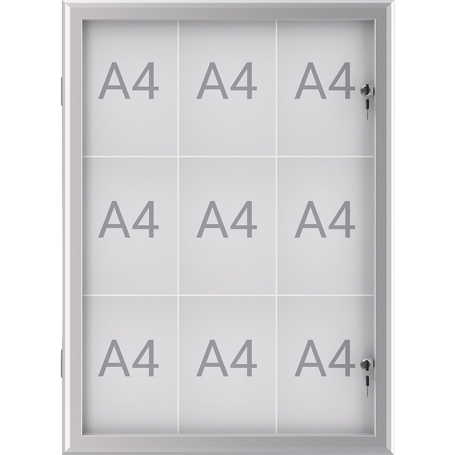 MAULexcite display case, external height 1000 mm, capacity 9 x A4.