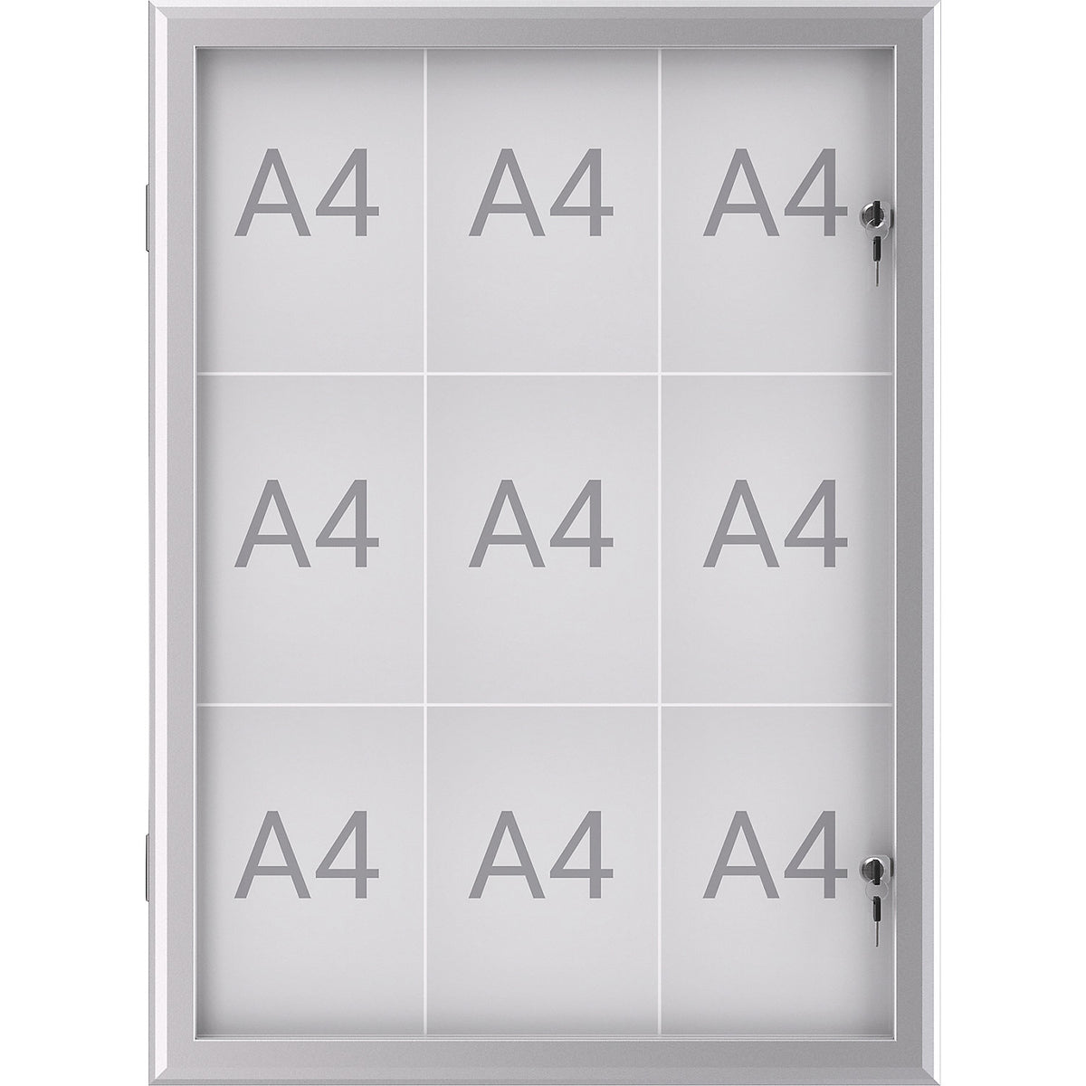 MAULexcite display case, external height 1000 mm, capacity 9 x A4.