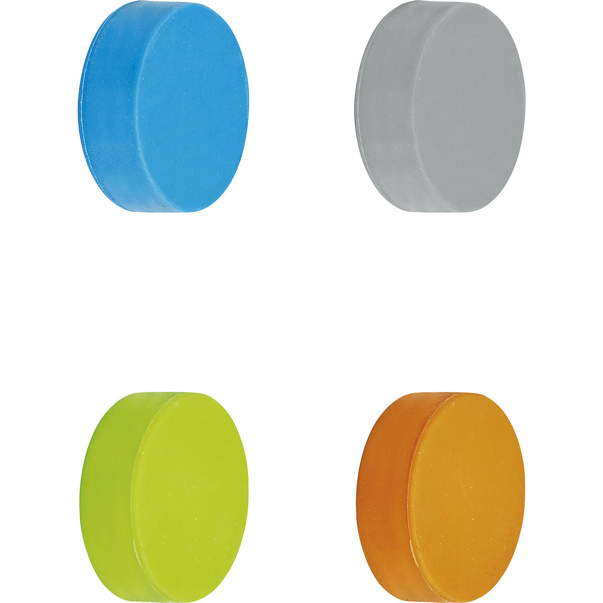 Disc magnet, silicone, pack of 24, holding force 0.8 kg, assorted colours.