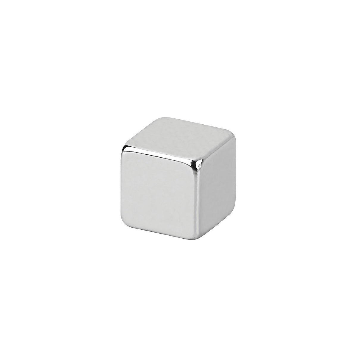 Neodymium cube magnet, height 7 mm, pack of 50, holding force 1.6 kg, light silver.