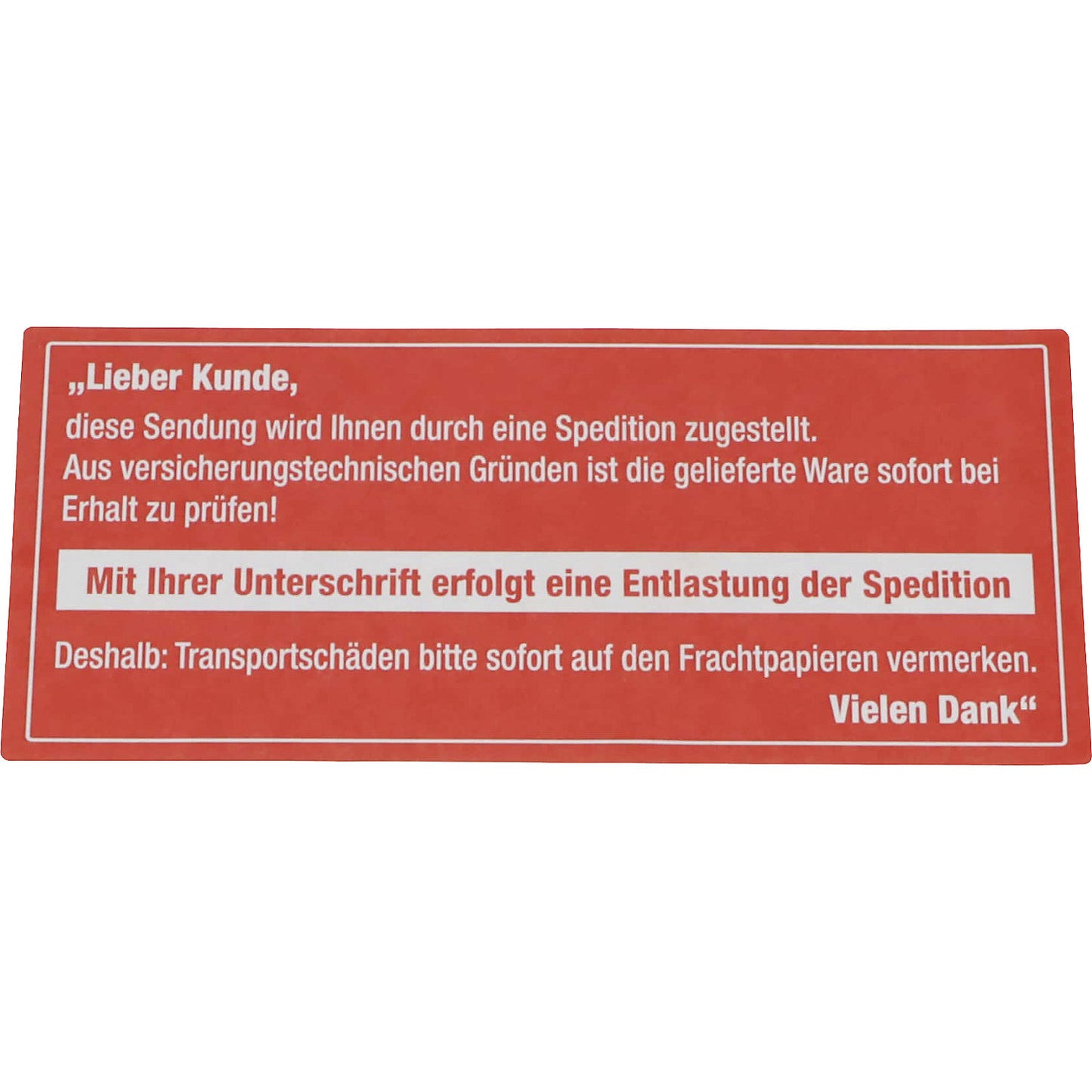 Warning labels, Ware bei Annahme überprüfen imprint, pack of 1000, LxW 145 x 70 mm.