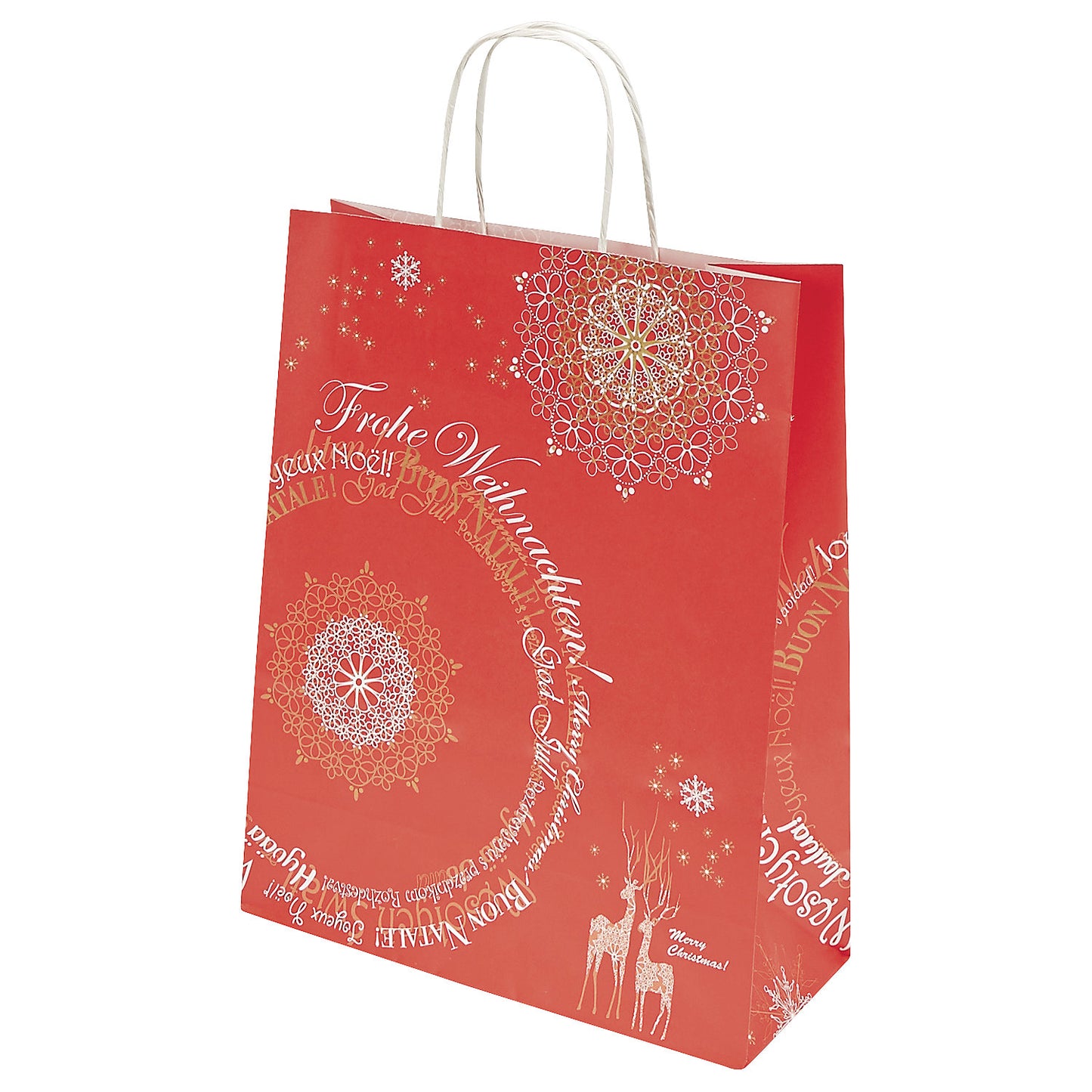 Christmas Dream pattern paper carry bag, pack of 25, red.